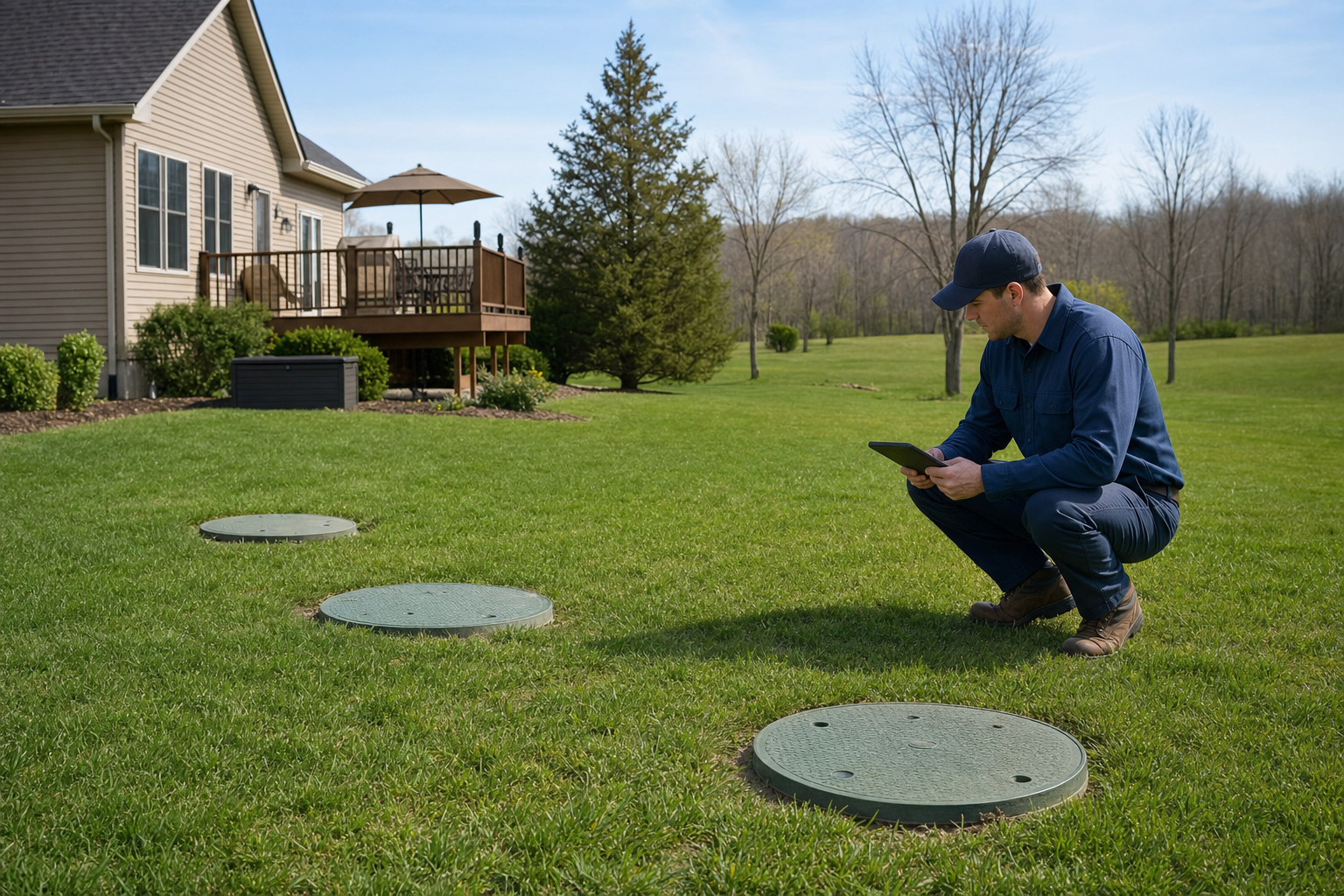 Grassy drain field (leach field) area over a residential septic system
