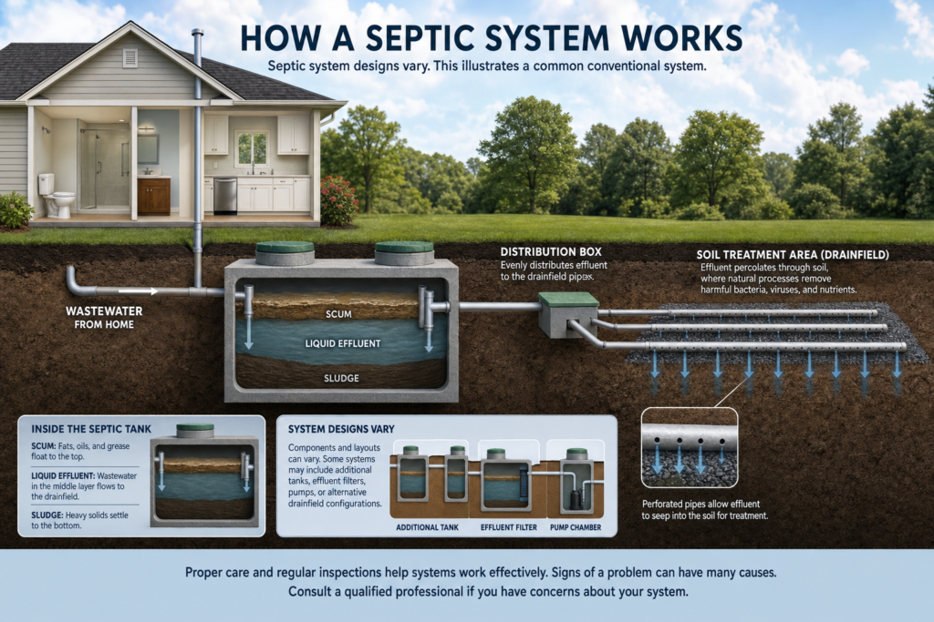 Septicserviceco How Does A Septic System Work Cutaway