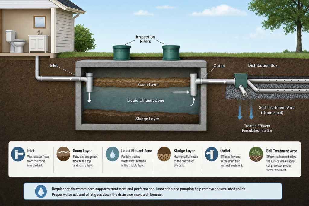 Septicserviceco How Does A Septic System Work Tank Layers