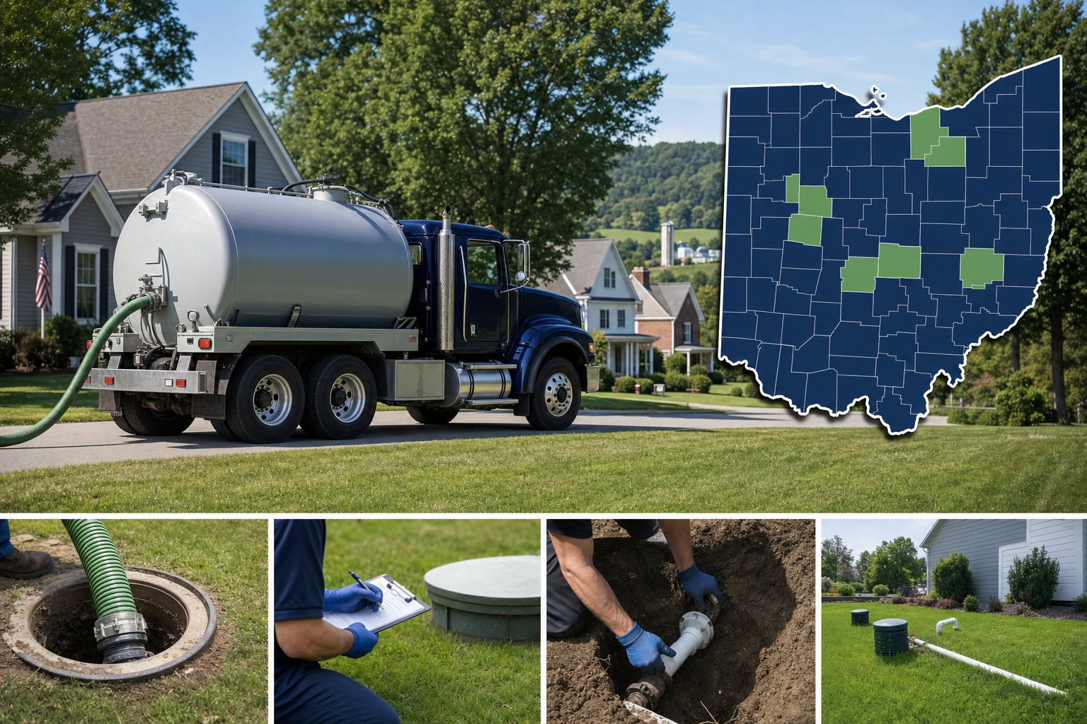 Septic service options for Ohio pumping cleaning repair inspection drain field septic line and emergency help